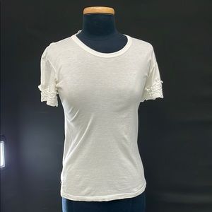 Dolce & Gabbana White Ruffled Fitted Tee